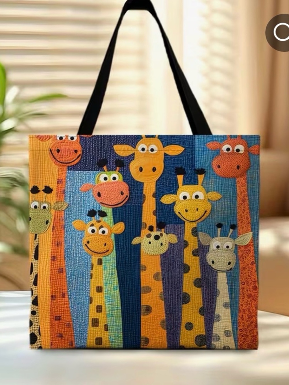 Colorful Giraffe Print Tote Bag - Multicolor